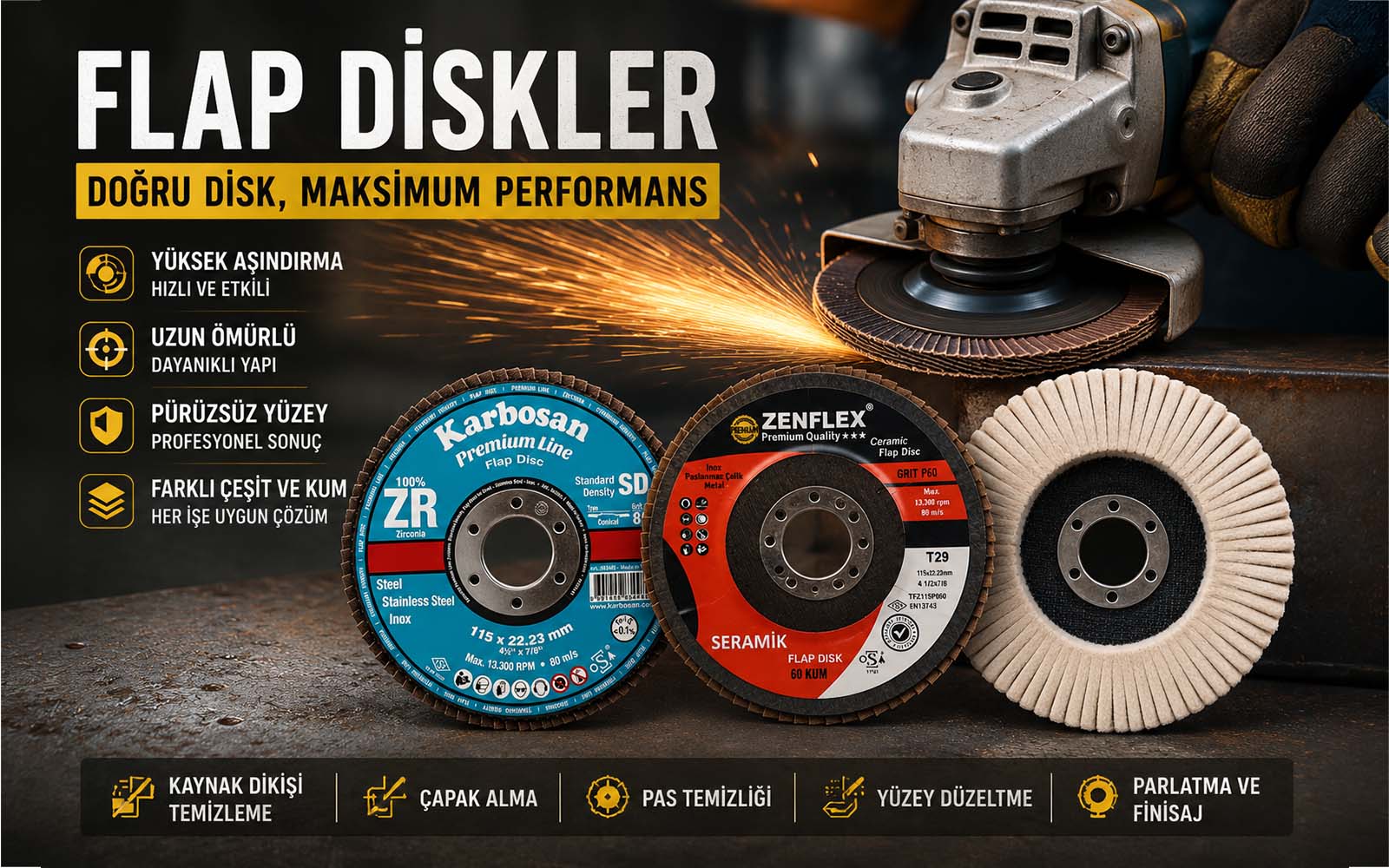Flap Disk Nedir? Flap Disk Çeşitleri, Kum Numaraları ve Doğru Flap Disk Seçimi Rehberi