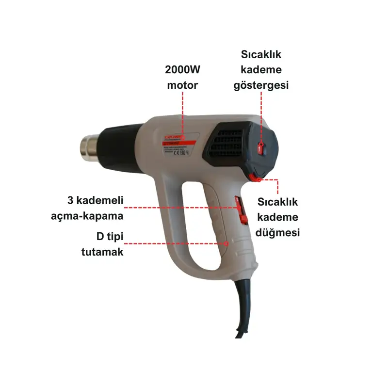 CROWN SICAK HAVA TABANCASI 2000W CT19007