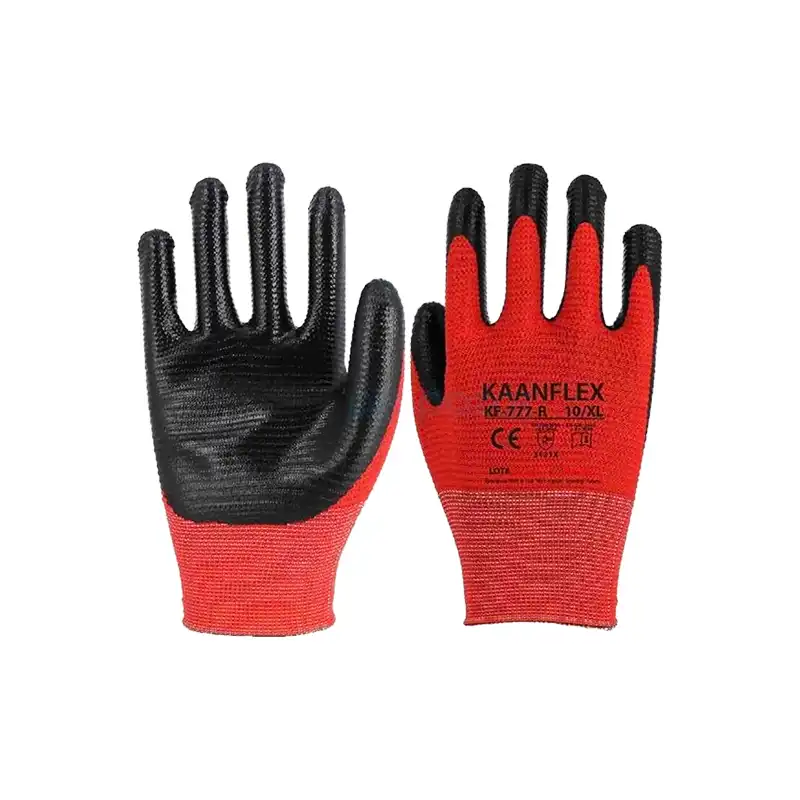 Kaanflex Kırmızı Siyah Nitril İş Eldiveni KF-444-R